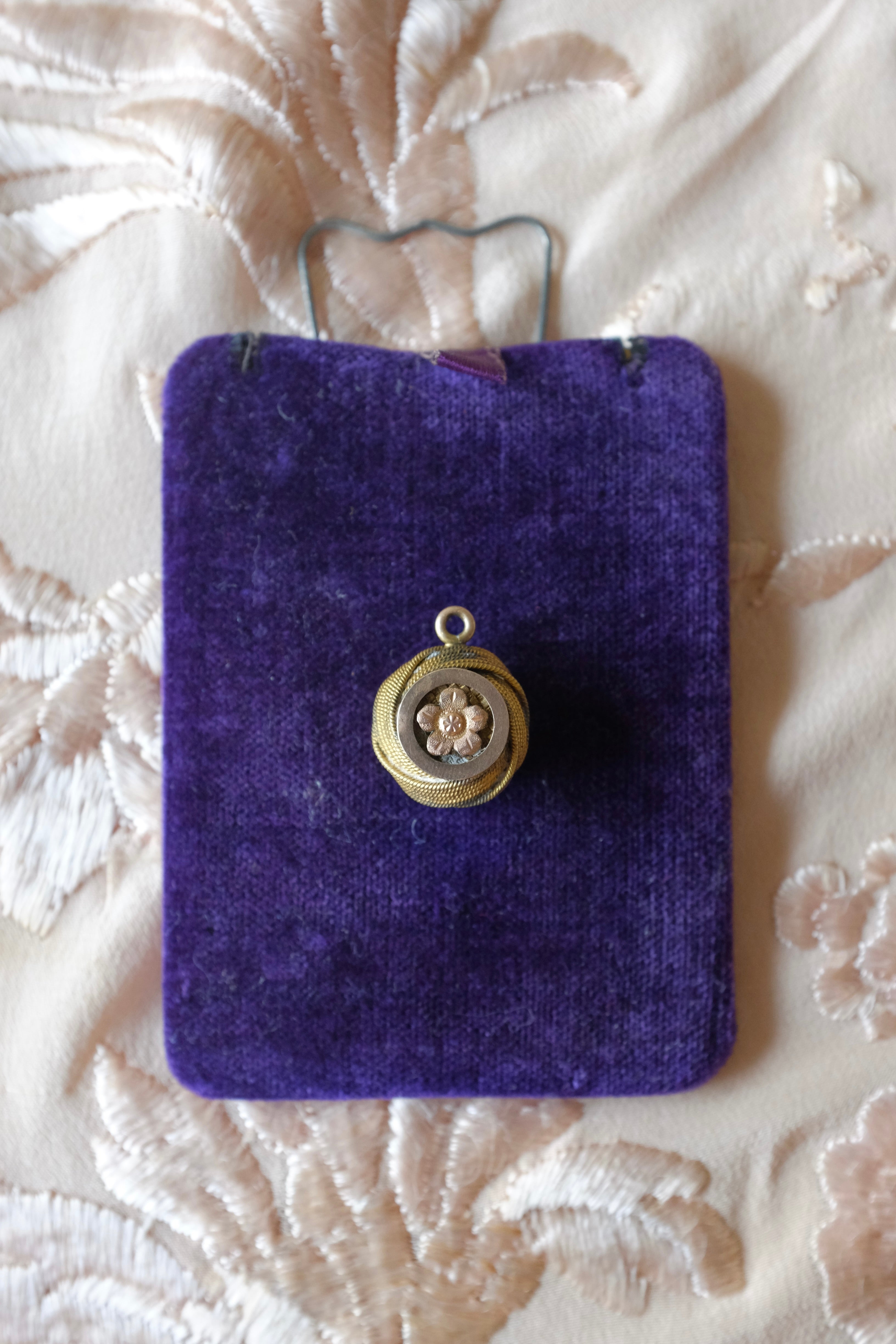 Antique Gold Filled Floral Woven Ball Charm