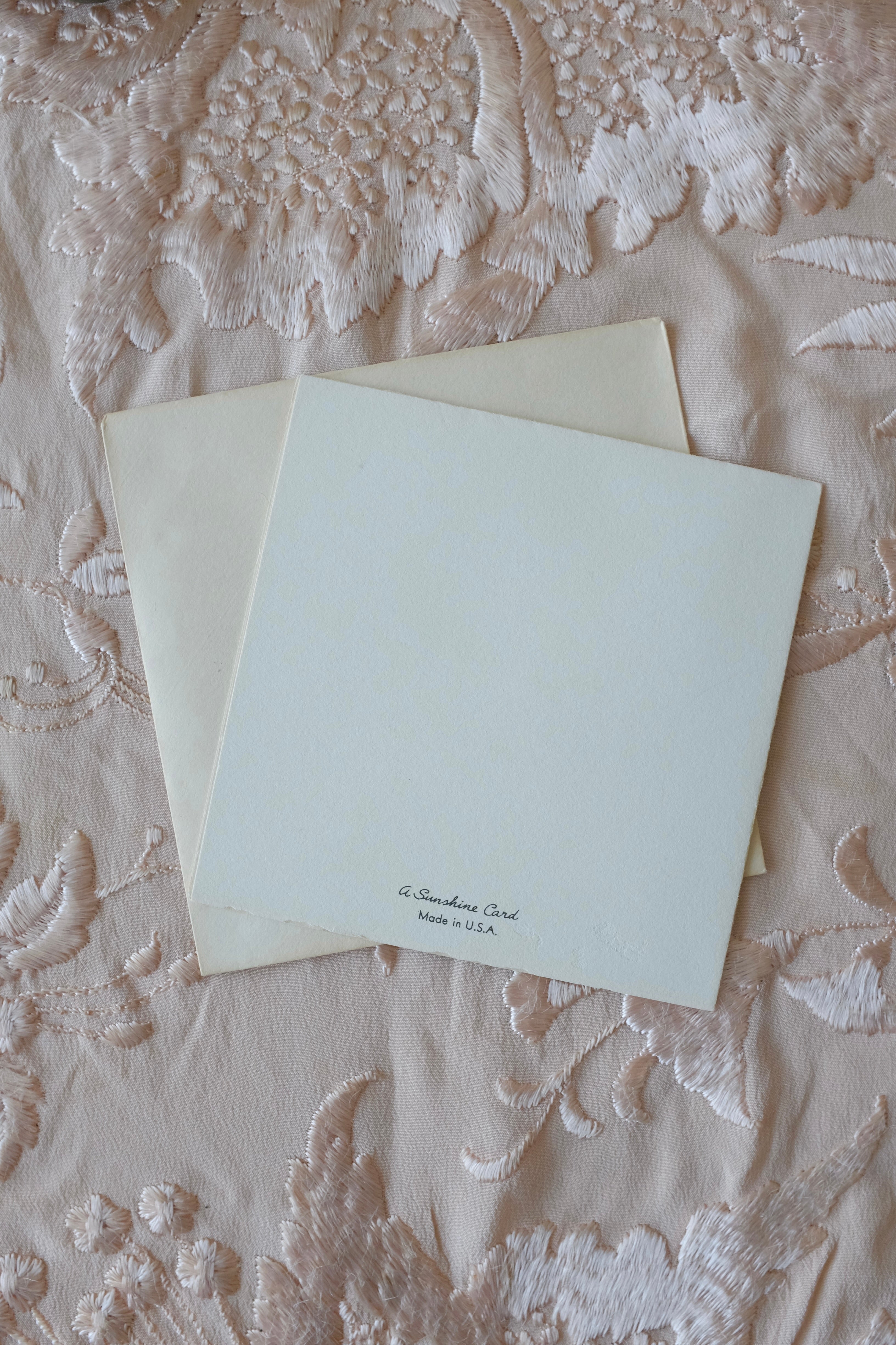 Vintage Blank Pink Roses Greeting Card & Envelope