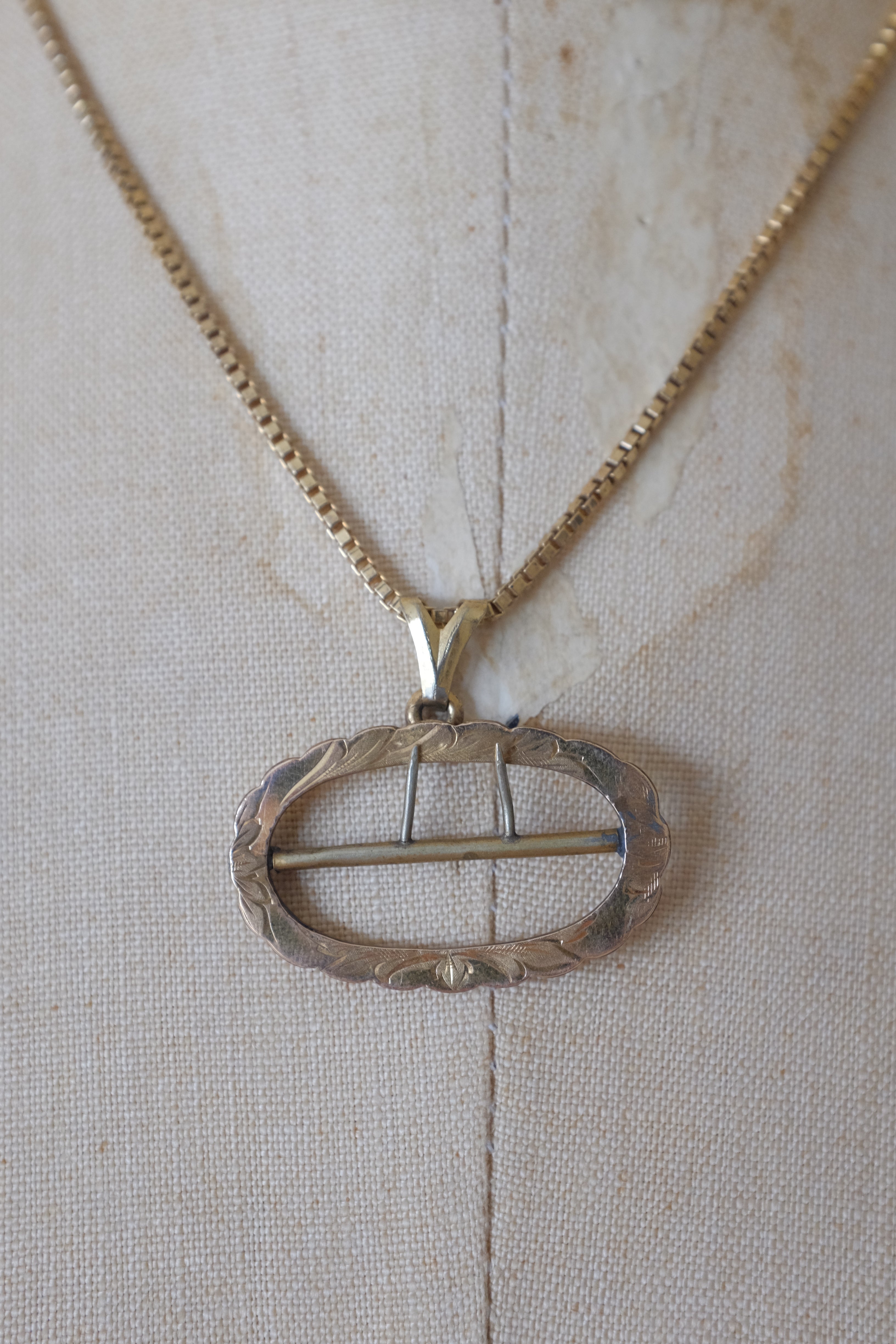 Antique Mini Sash Buckle Pendant Necklace