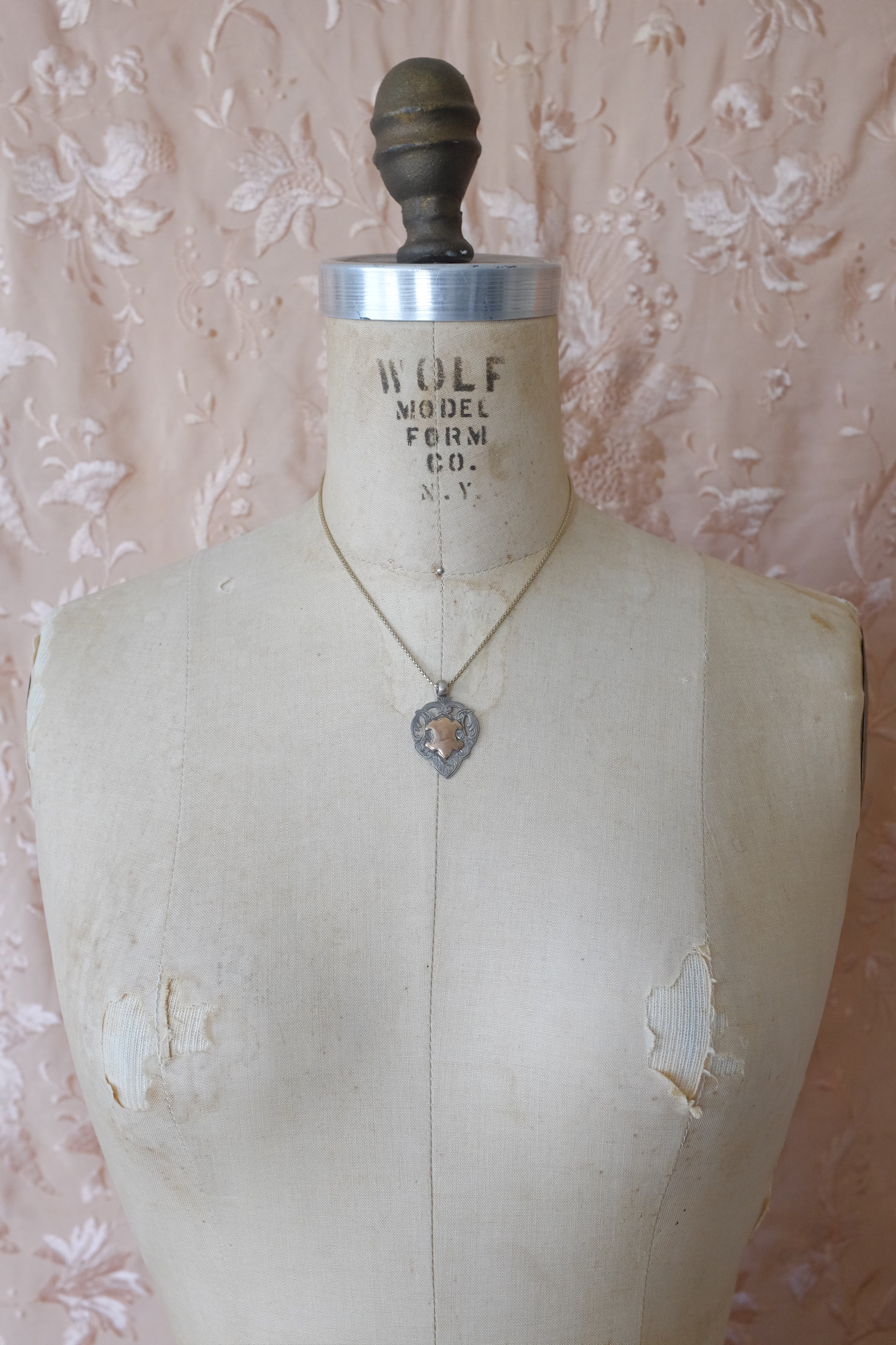 Sterling & Rose Gold Shield Necklace