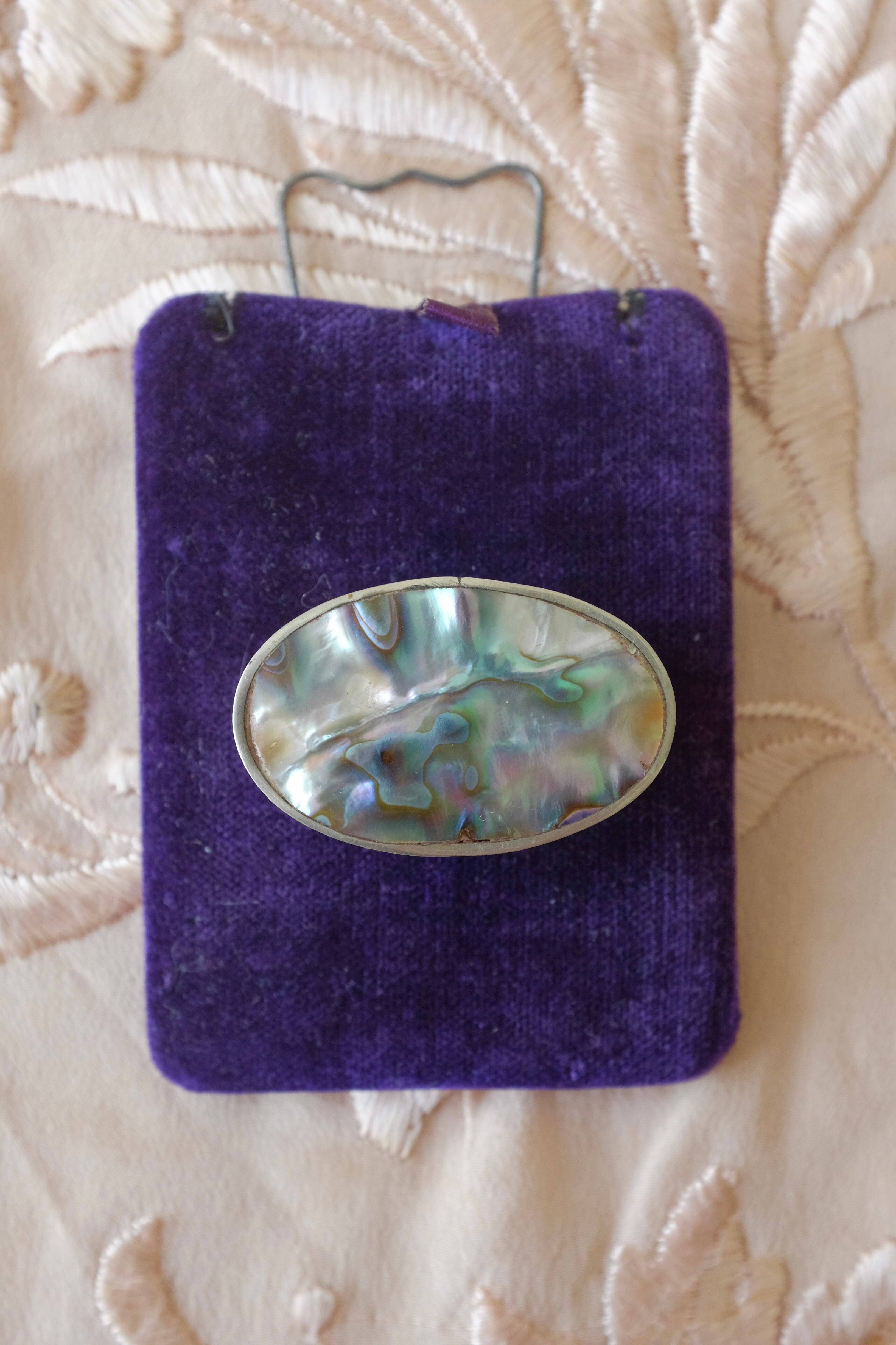 Vintage Silver Abalone Pillbox