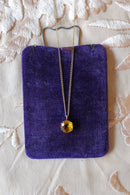 Vintage Dainty Citrine Glass Necklace