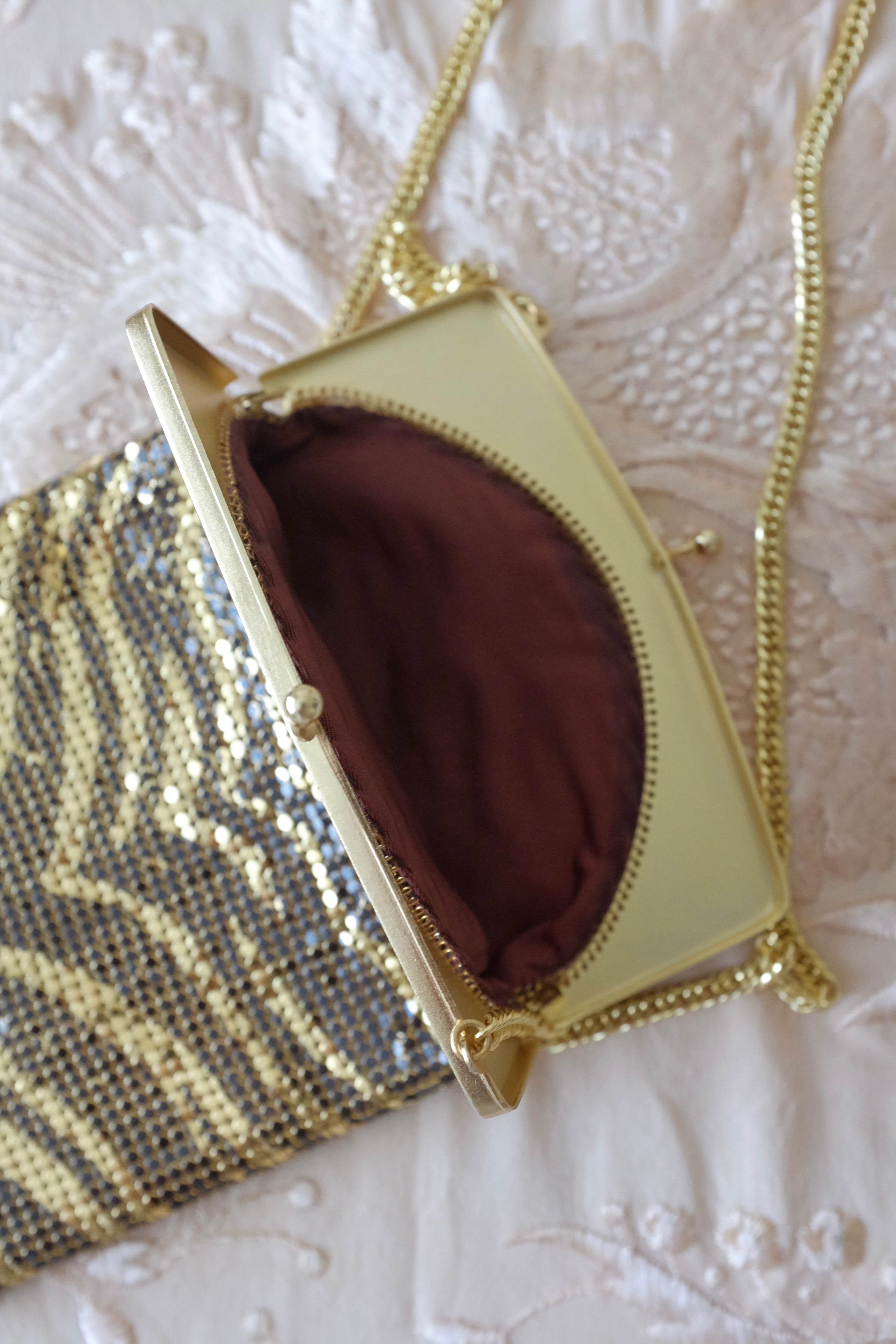 Vintage Tiger Print Metal Mesh Bag