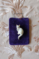 Vintage Enamel & Rhinestone Kitty Brooch