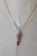 Antique French 18K & Ruby Set Key Necklace