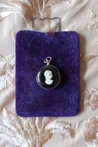 Vintage Coal Cameo Pendant