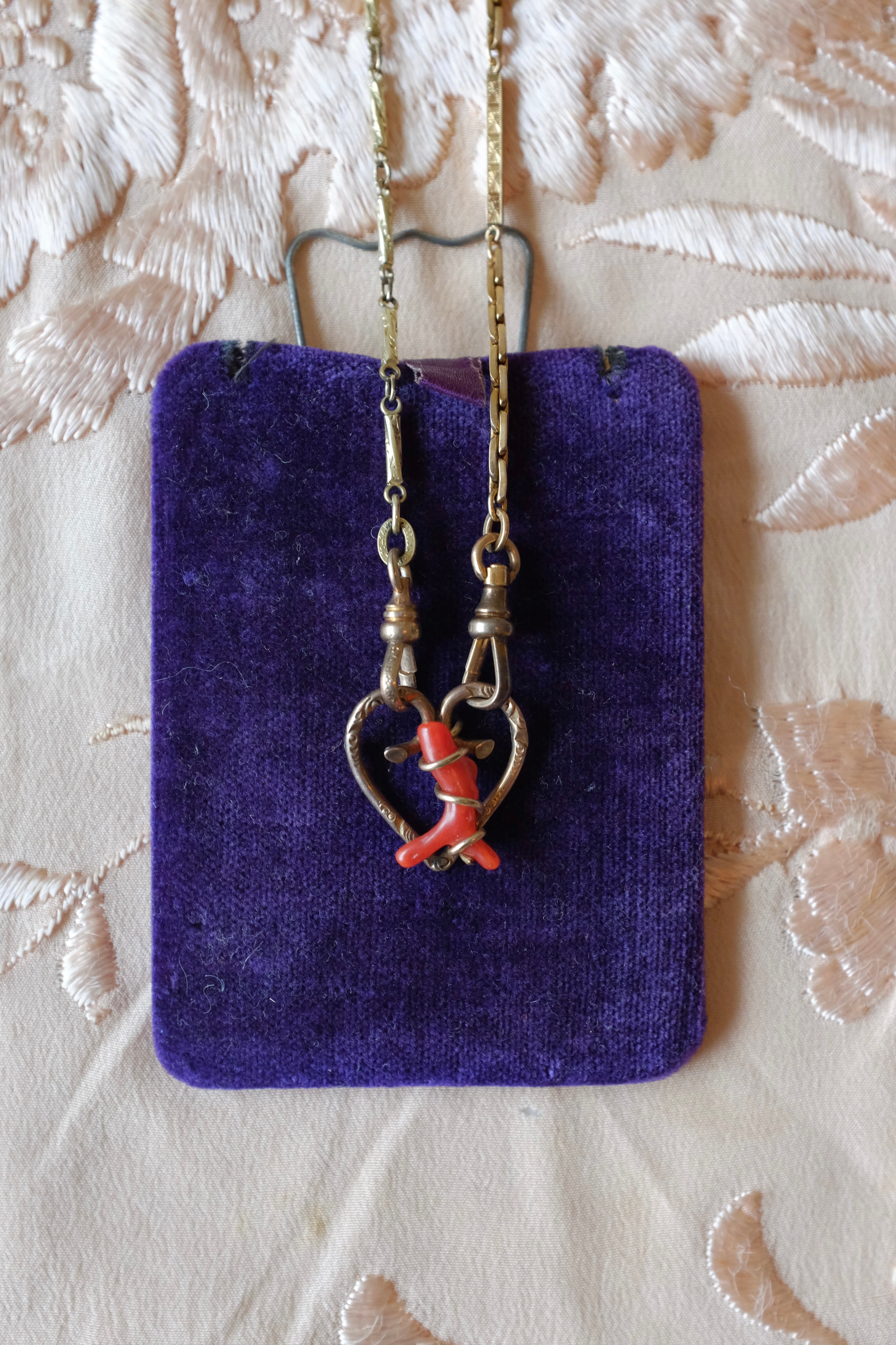 Coral Branch Heart Necklace