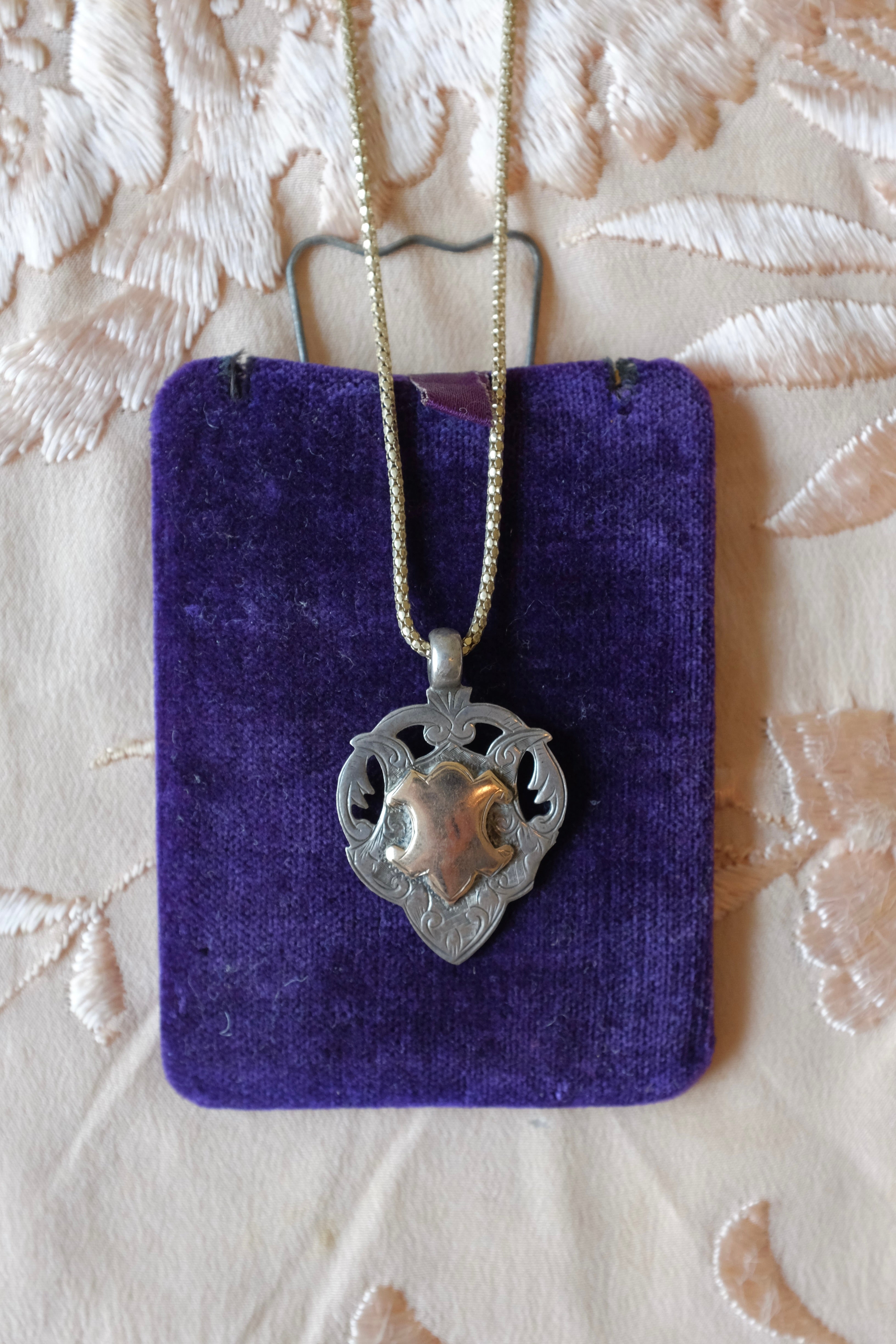 Sterling & Rose Gold Shield Necklace