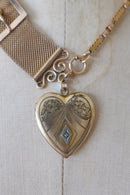 Antique Assym. Buckle Heart Locket Necklace