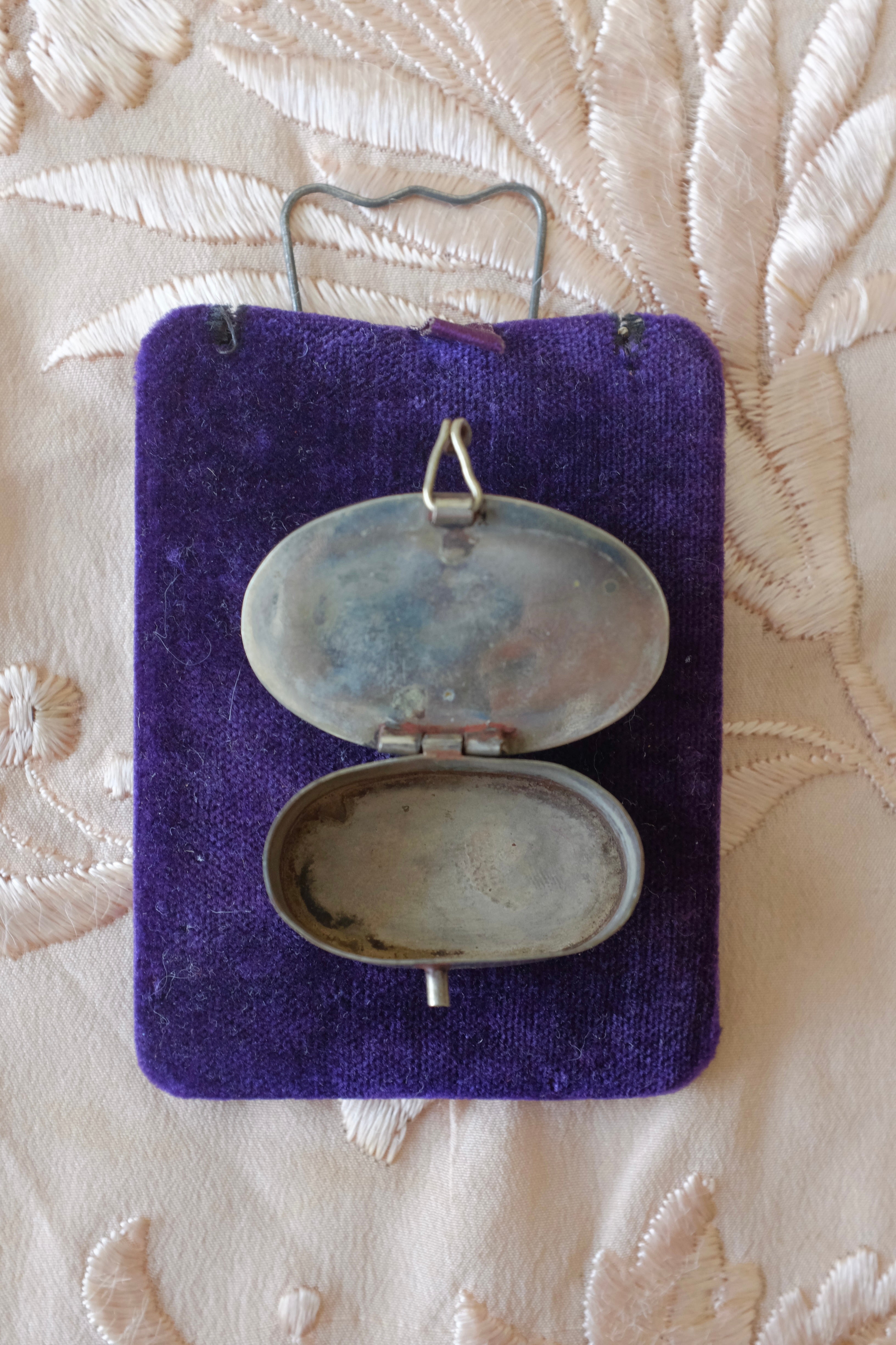 Vintage Silver Abalone Pillbox