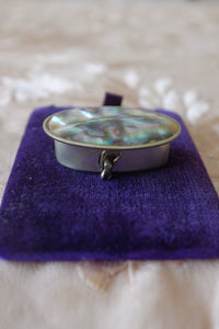 Vintage Silver Abalone Pillbox