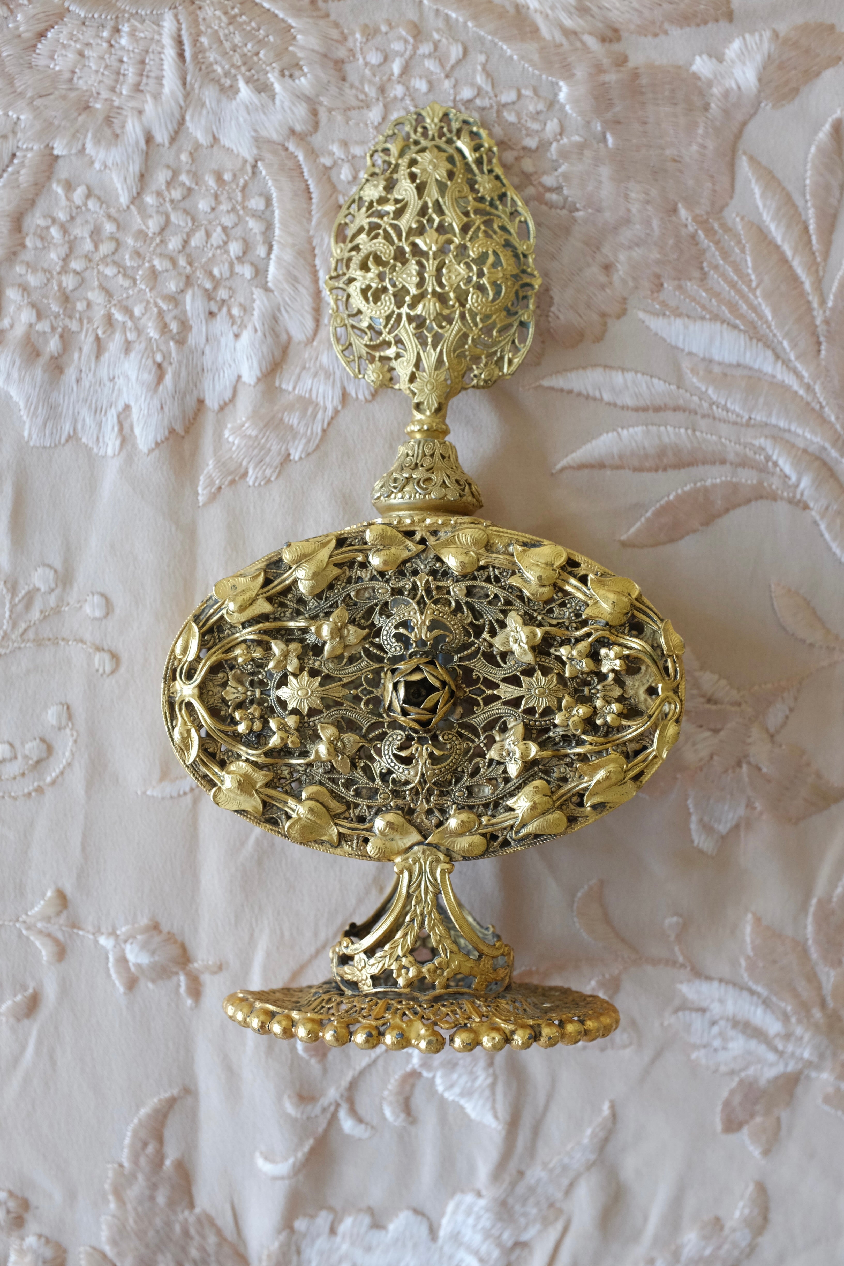 Vintage Ormolu Filigree Perfume Bottle