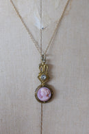 Antique Gold Filled Pink Cameo Necklace