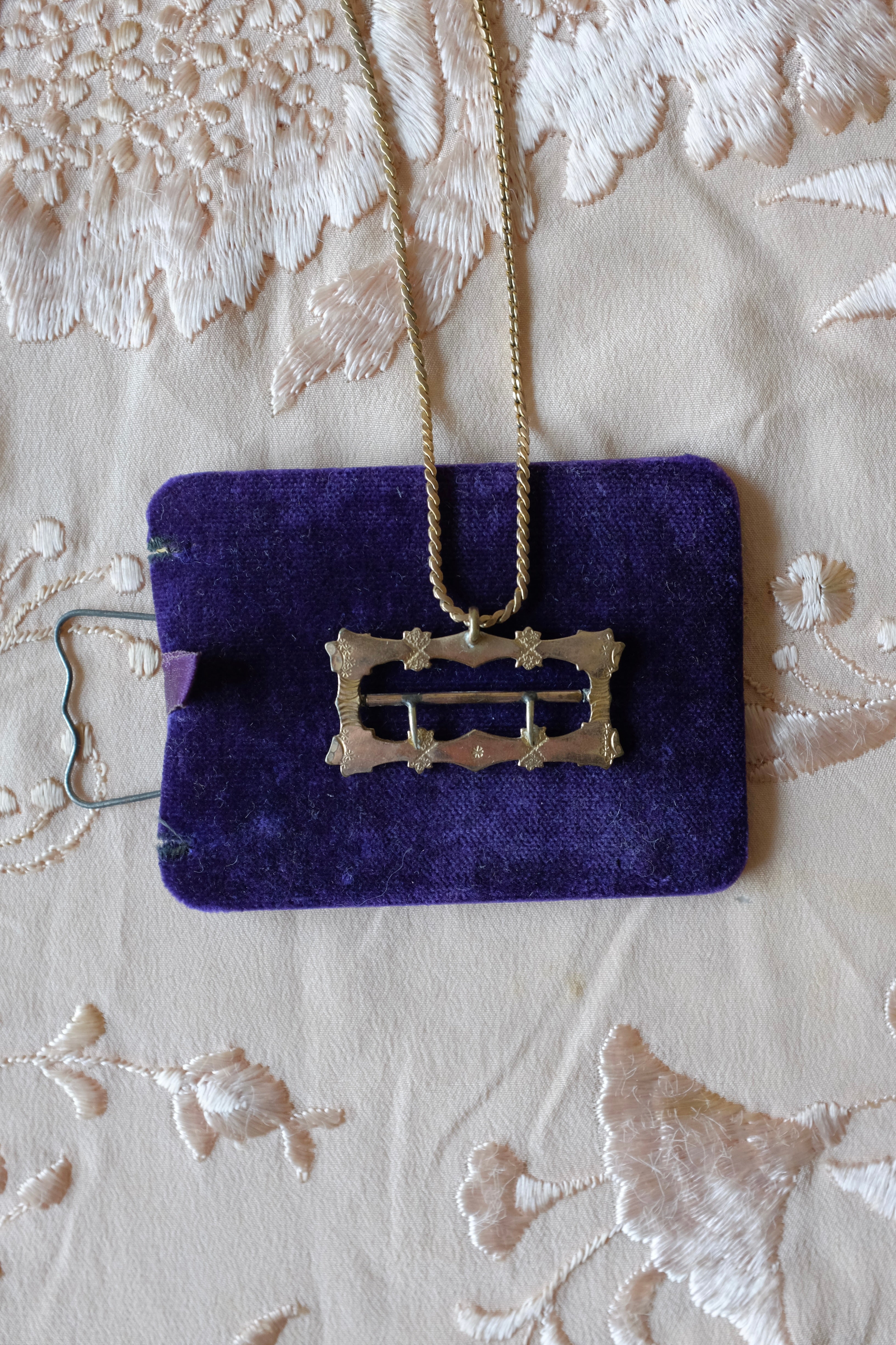 Antique Geo Sash Buckle Pendant Necklace