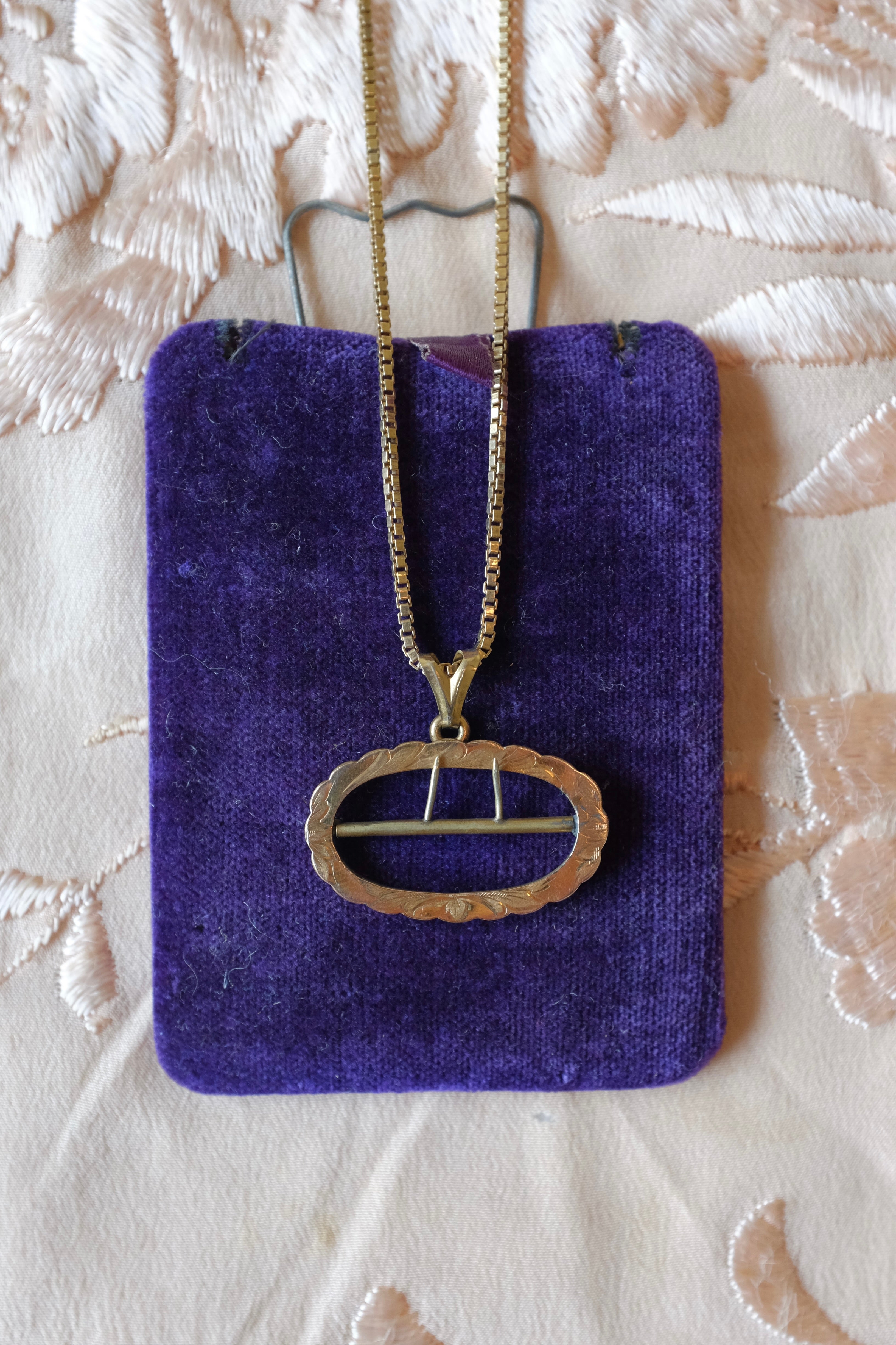 Antique Mini Sash Buckle Pendant Necklace