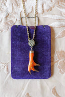Antique Orange Talon & Pyrite Necklace