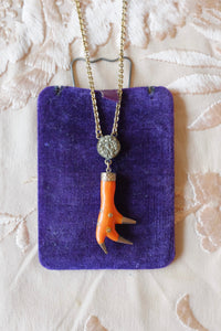 Antique Orange Talon & Pyrite Necklace