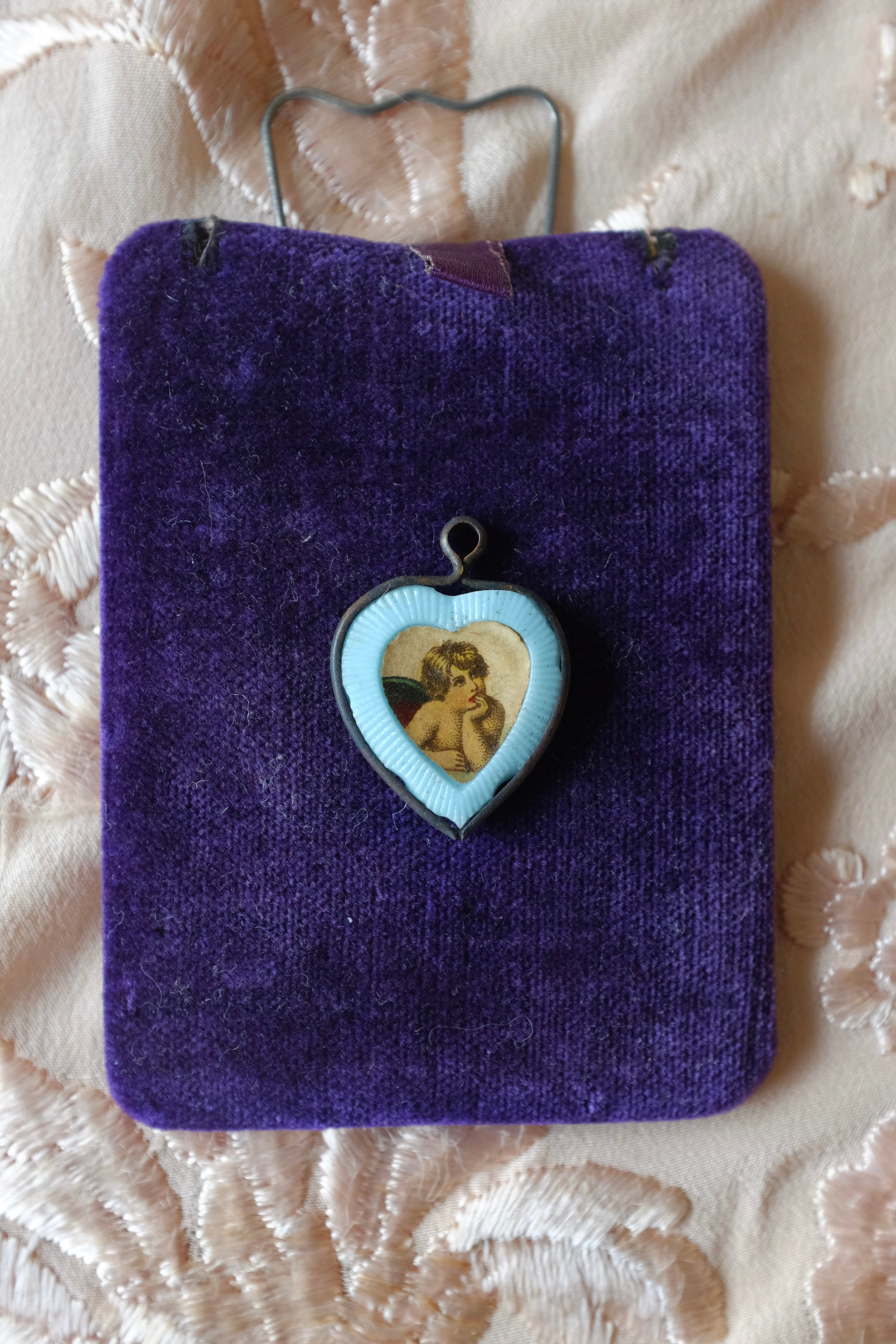 Antique Lucite Shell Cherub Pendant