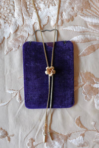 Vintage Metal Rose Bolo Necklace