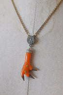 Antique Orange Talon & Pyrite Necklace