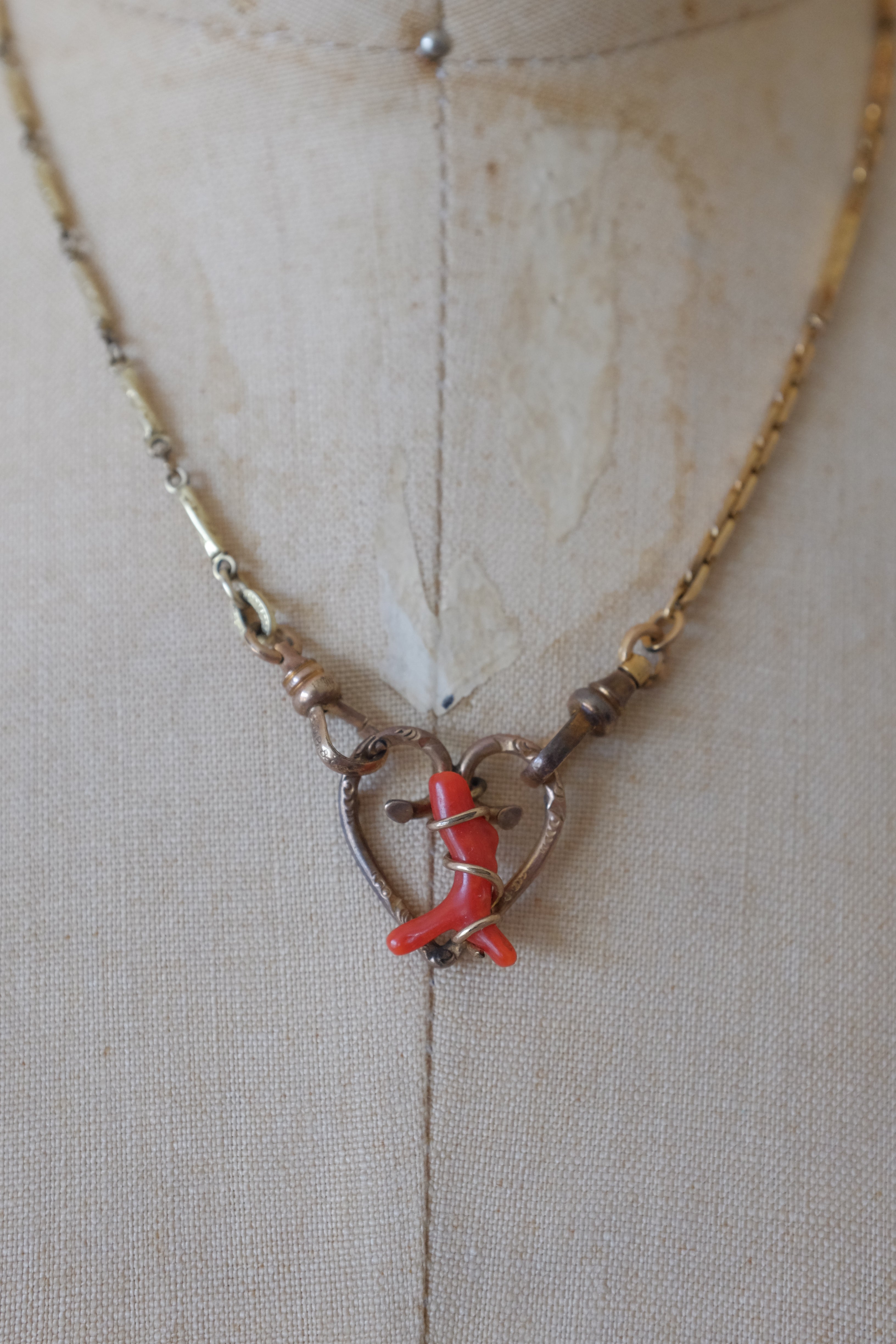 Coral Branch Heart Necklace