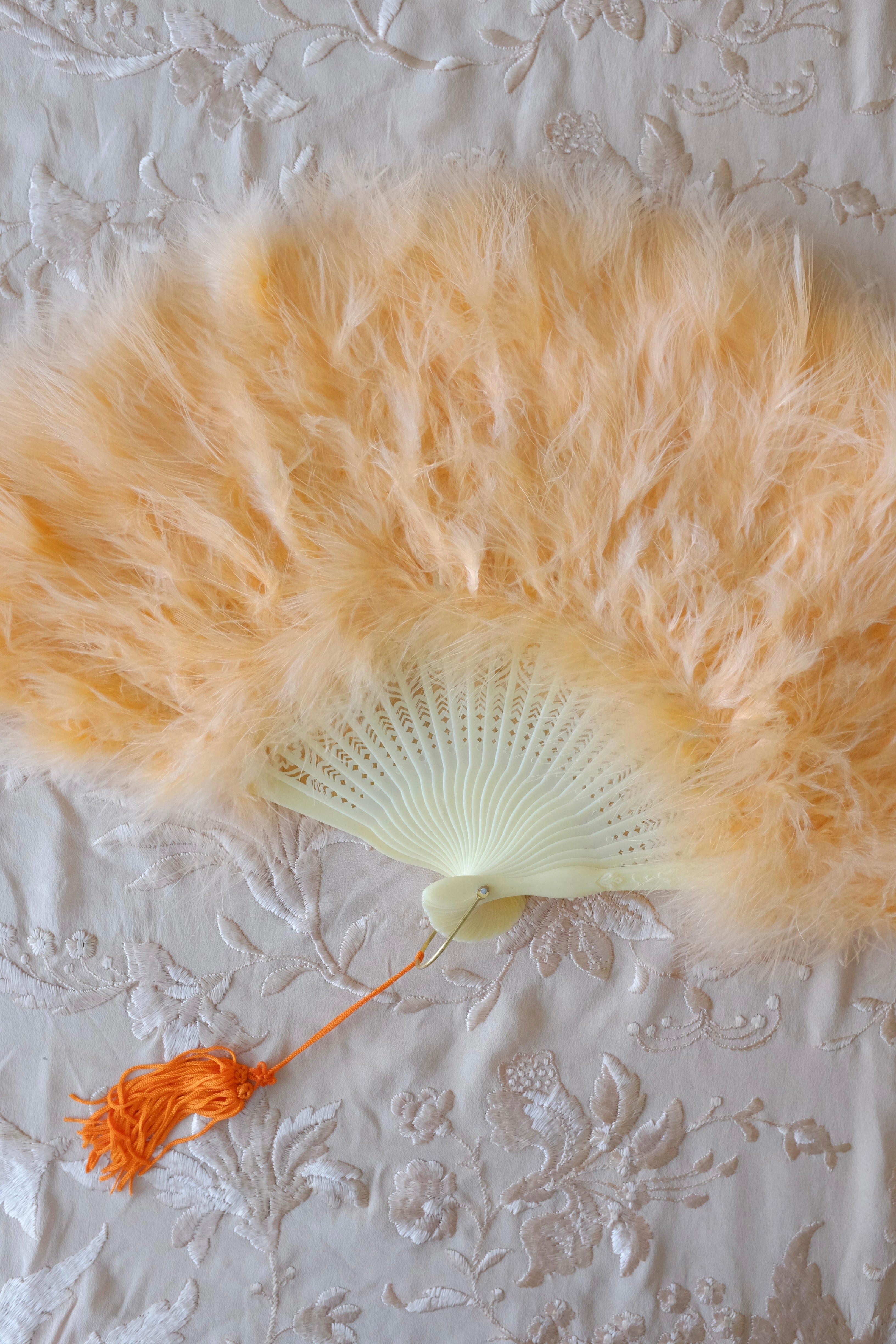 Vintage Peach Marabou Feather Fan