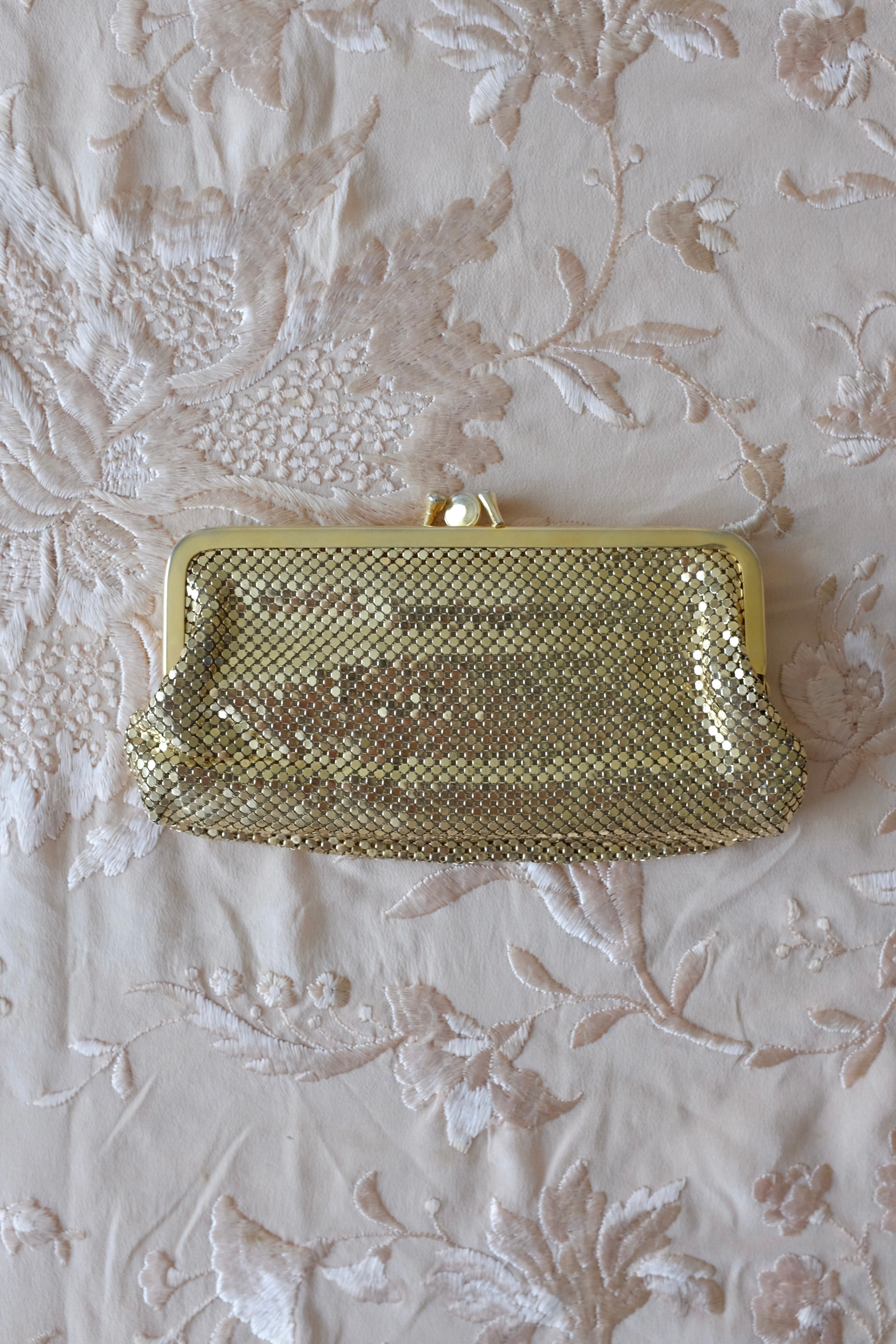 Vintage Gold Metal Mesh Clutch Bag