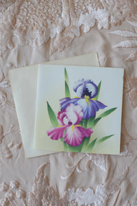 Vintage Blank Irises Greeting Card & Envelope