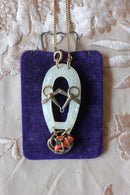 Antique Mother Of Pearl Horseshoe & Coral Necklace