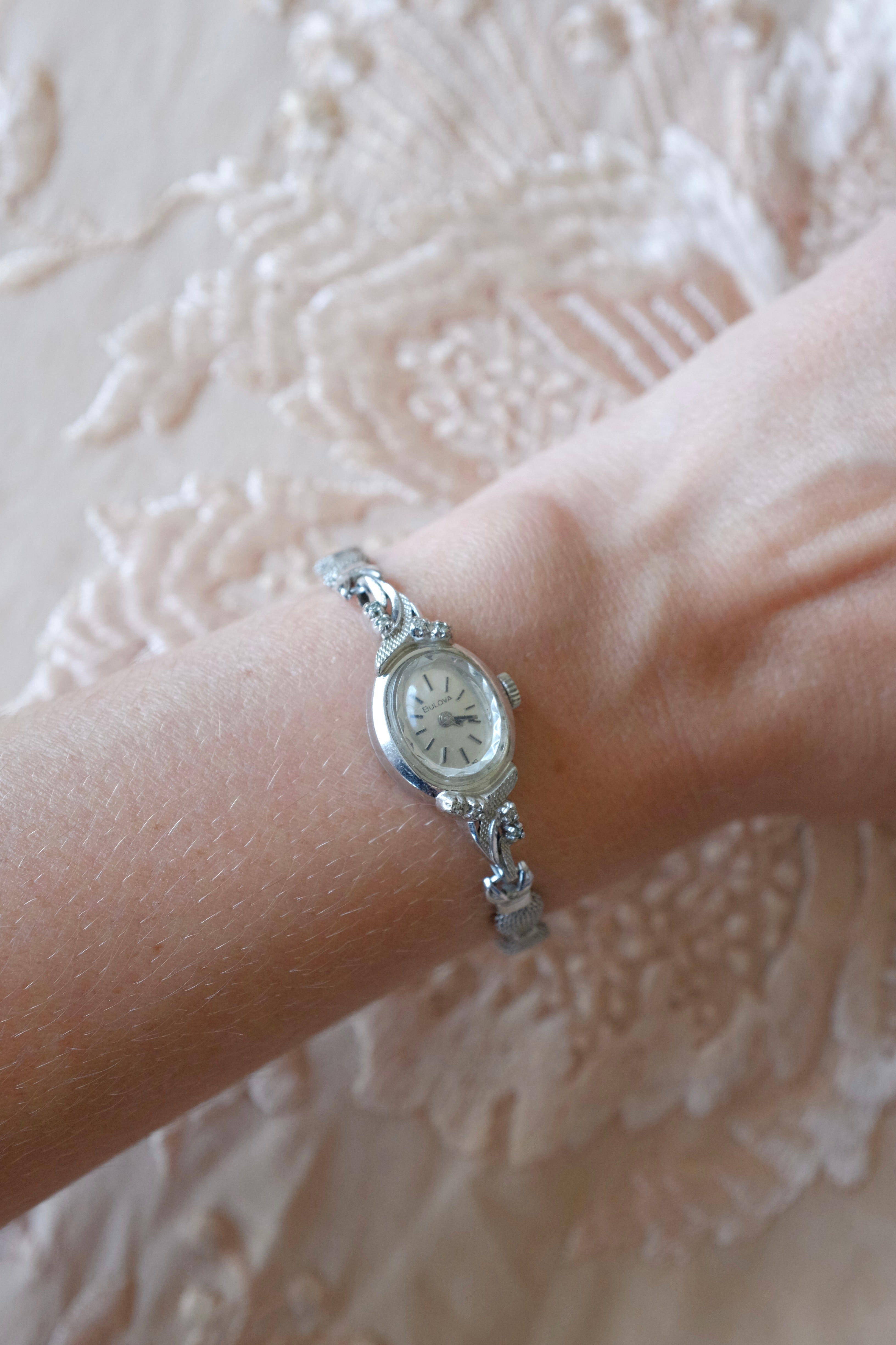 Vintage Bulova White Rolled Gold Watch