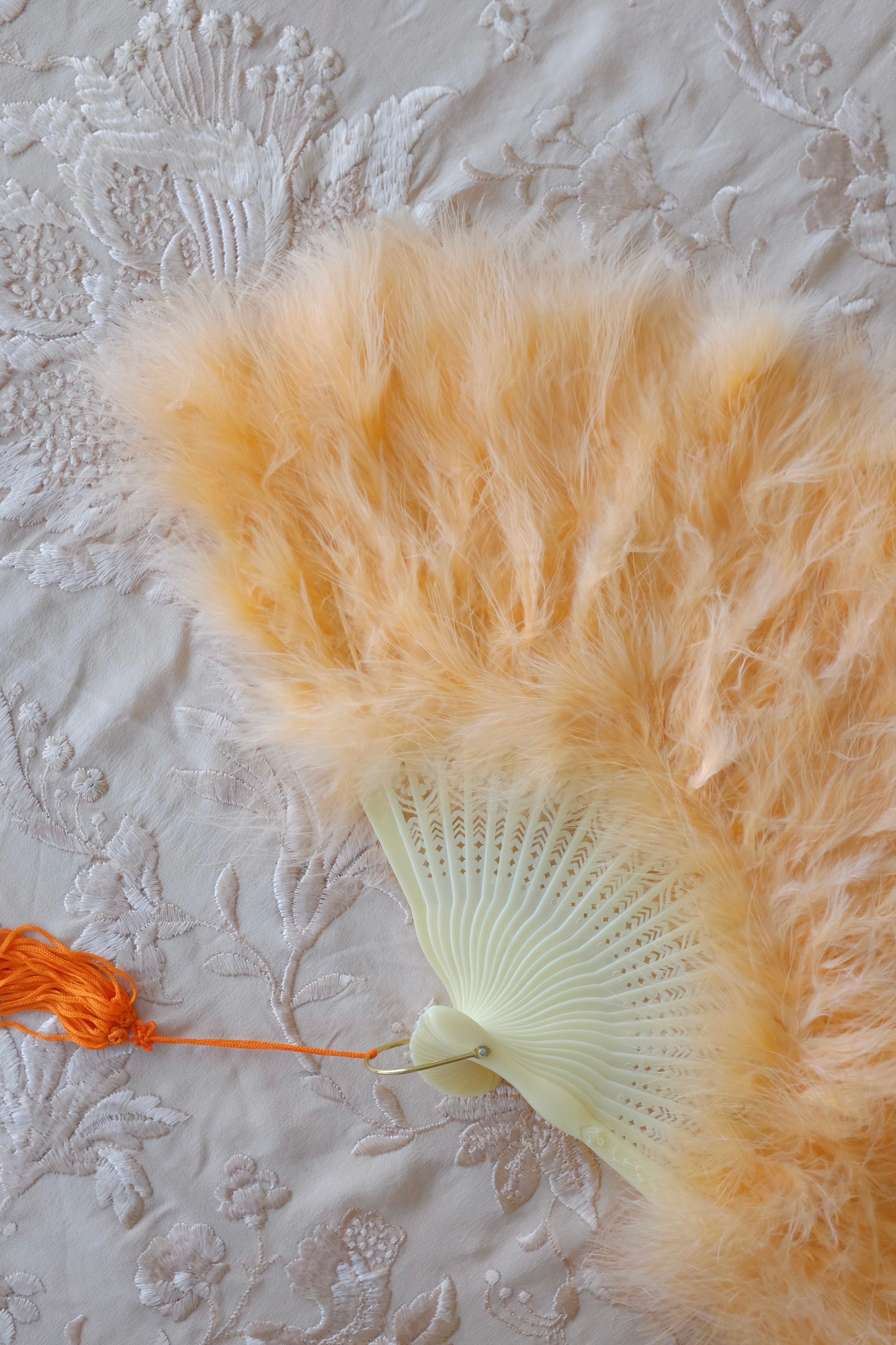 Vintage Peach Marabou Feather Fan