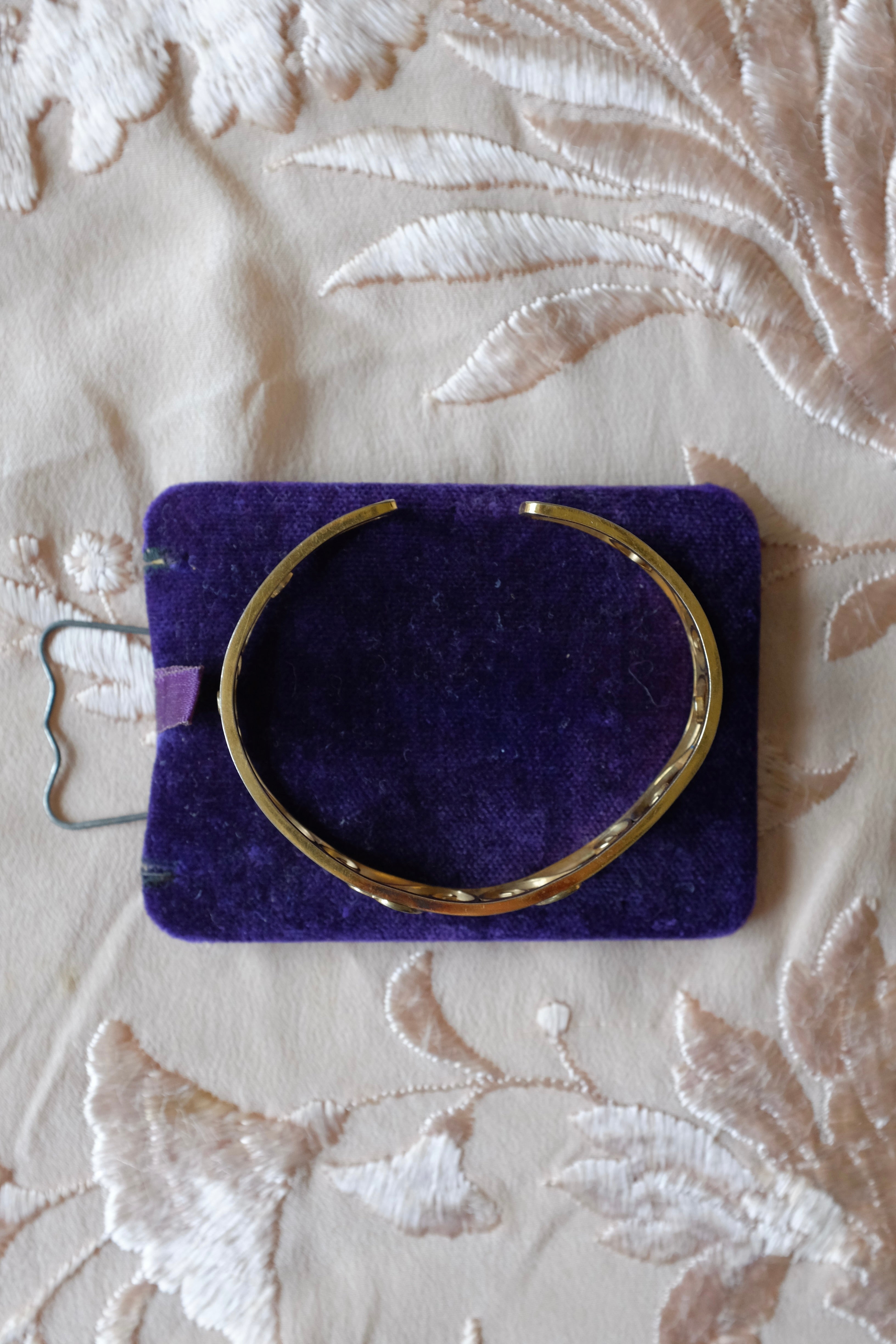 Vintage Gold Filled Filigree Hearts Cuff Bracelet