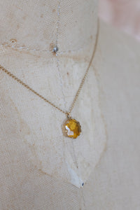 Vintage Dainty Citrine Glass Necklace