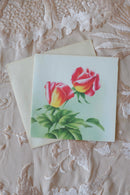 Vintage Blank Pink Roses Greeting Card & Envelope