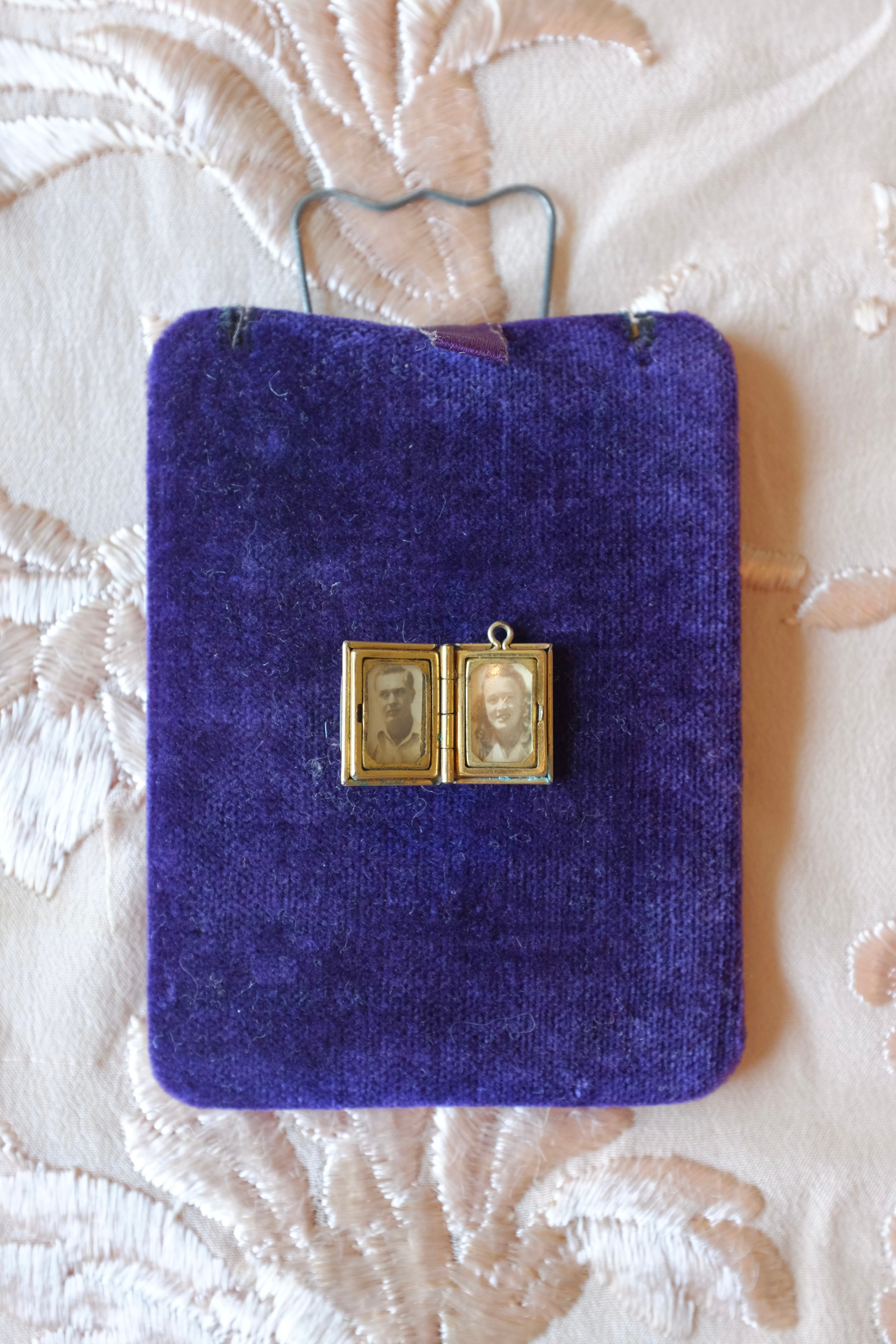 Vintage Mother of Pearl Crest Book Locket