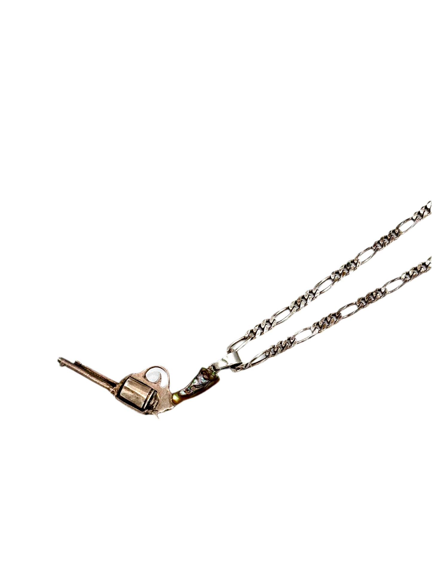 Sterling Abalone Handle Revolver Necklace