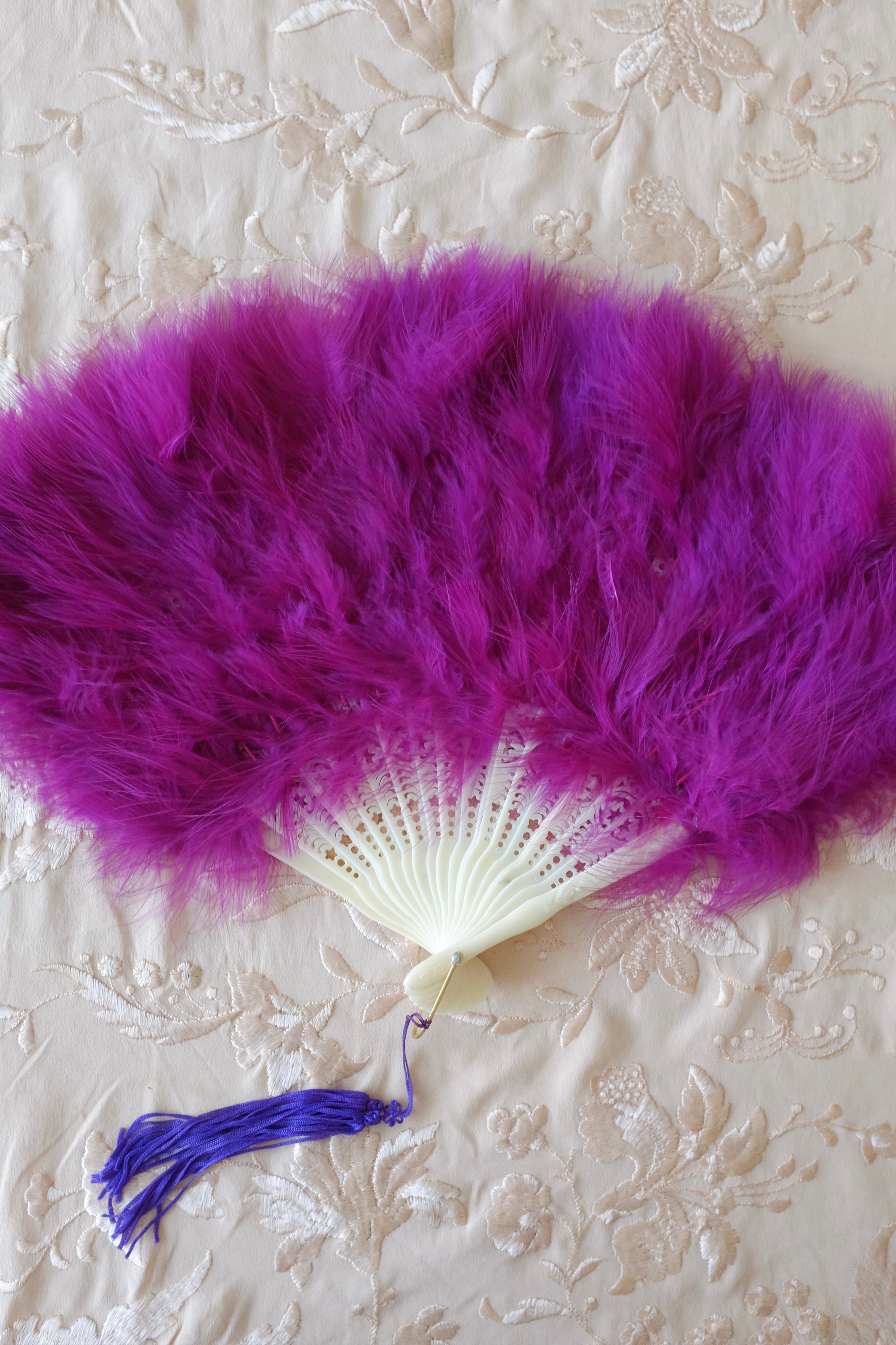 Vintage Purple Marabou Feather Fan