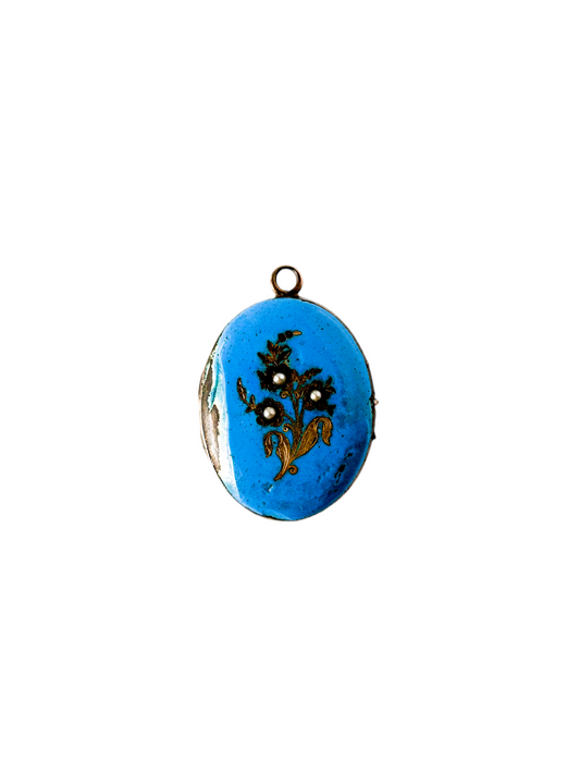 Antique Blue Enamel Mourning Locket