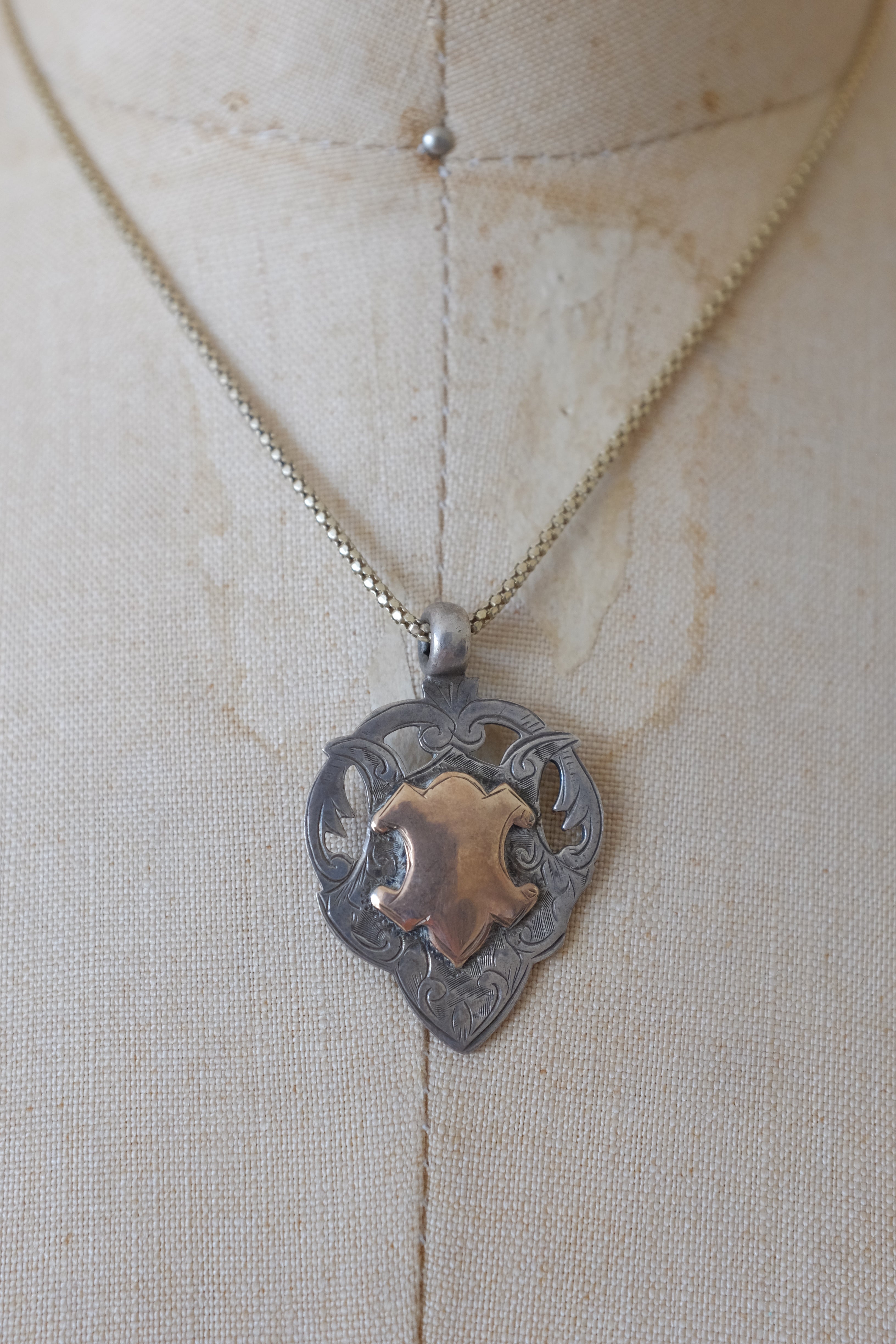 Sterling & Rose Gold Shield Necklace