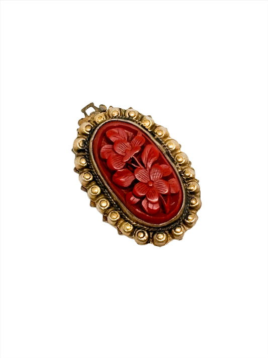 Vintage Reworked Cinnabar & Cameo Charm