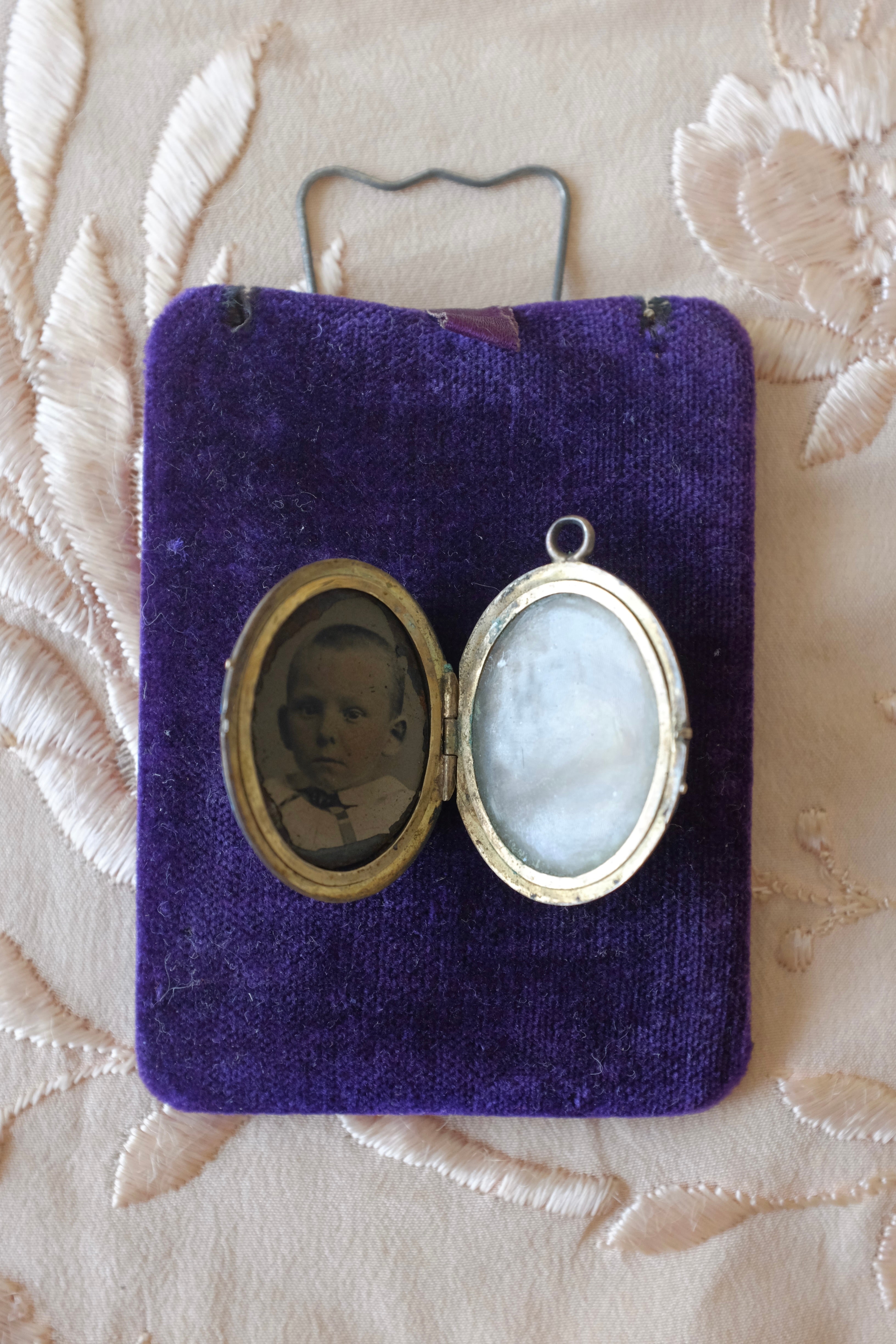 Antique Blue Enamel Mourning Locket
