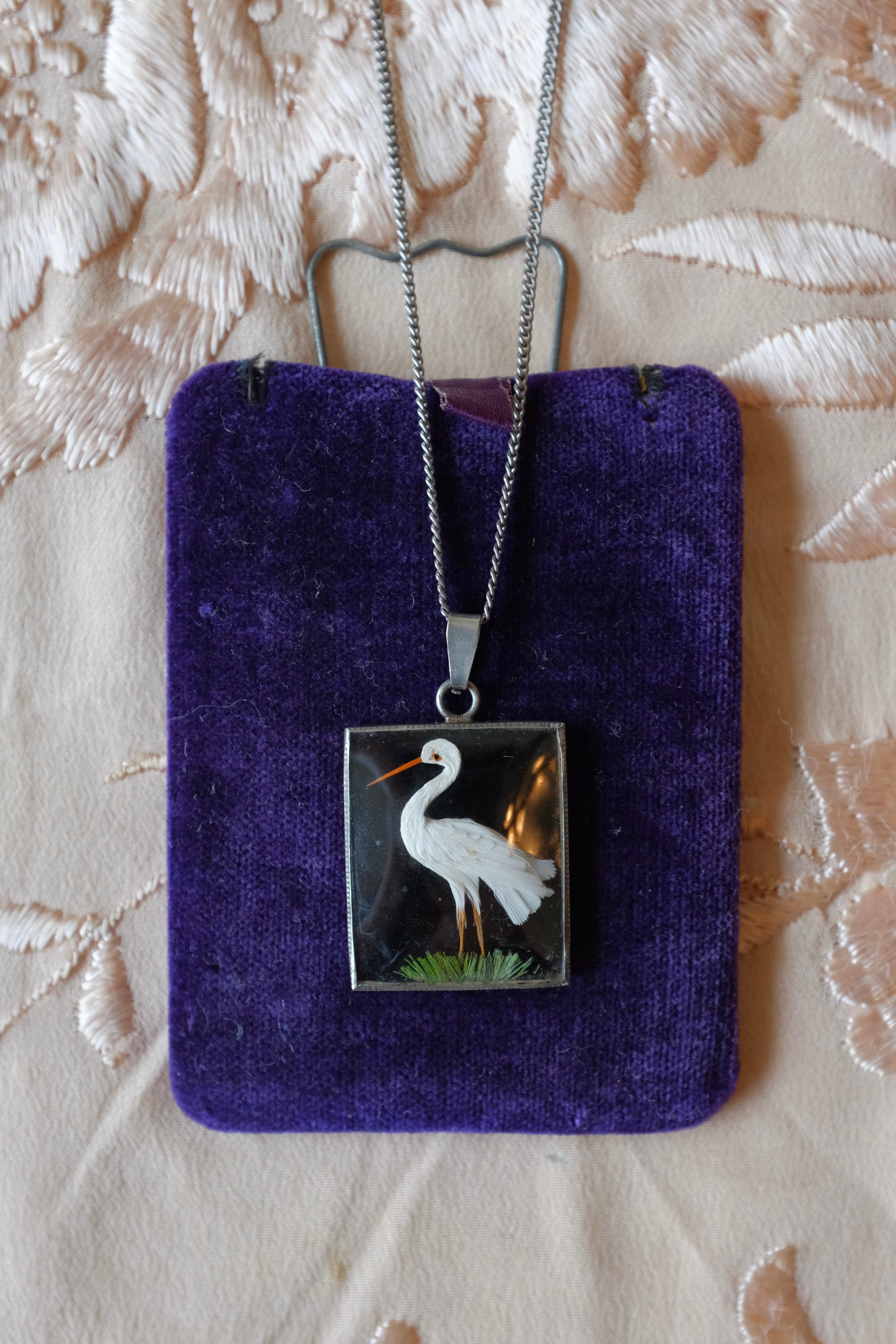 Vintage Sterling Bird Feather Necklace