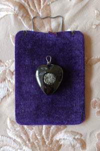 Antique Whitby Jet & Pyrite Heart