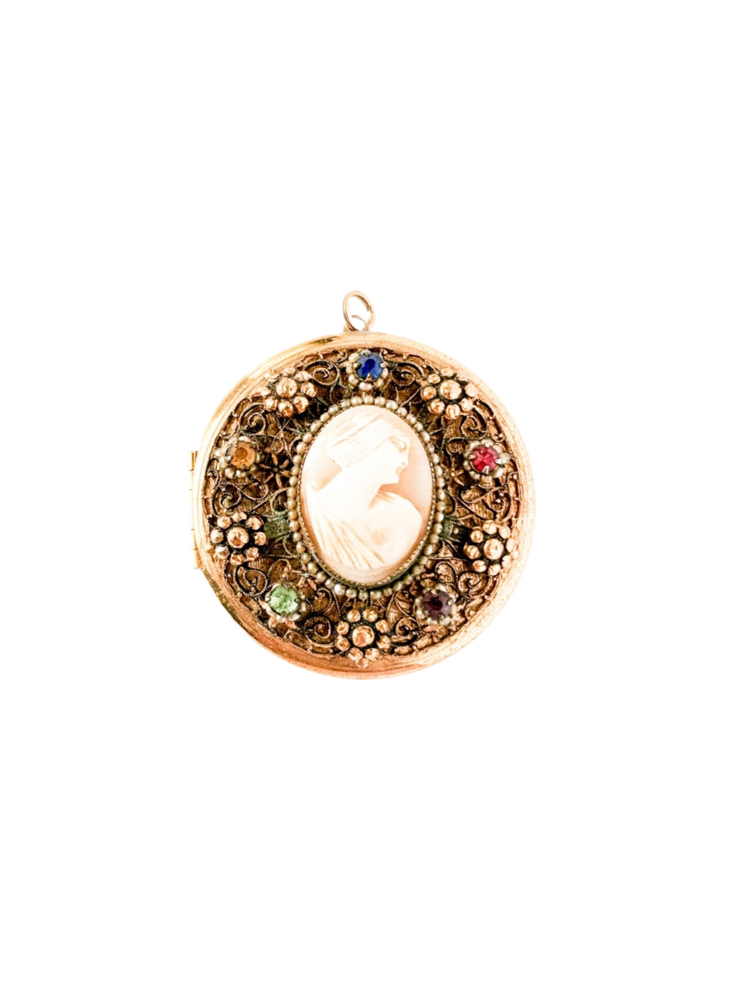 Vintage Large Rhinestone Cameo Locket