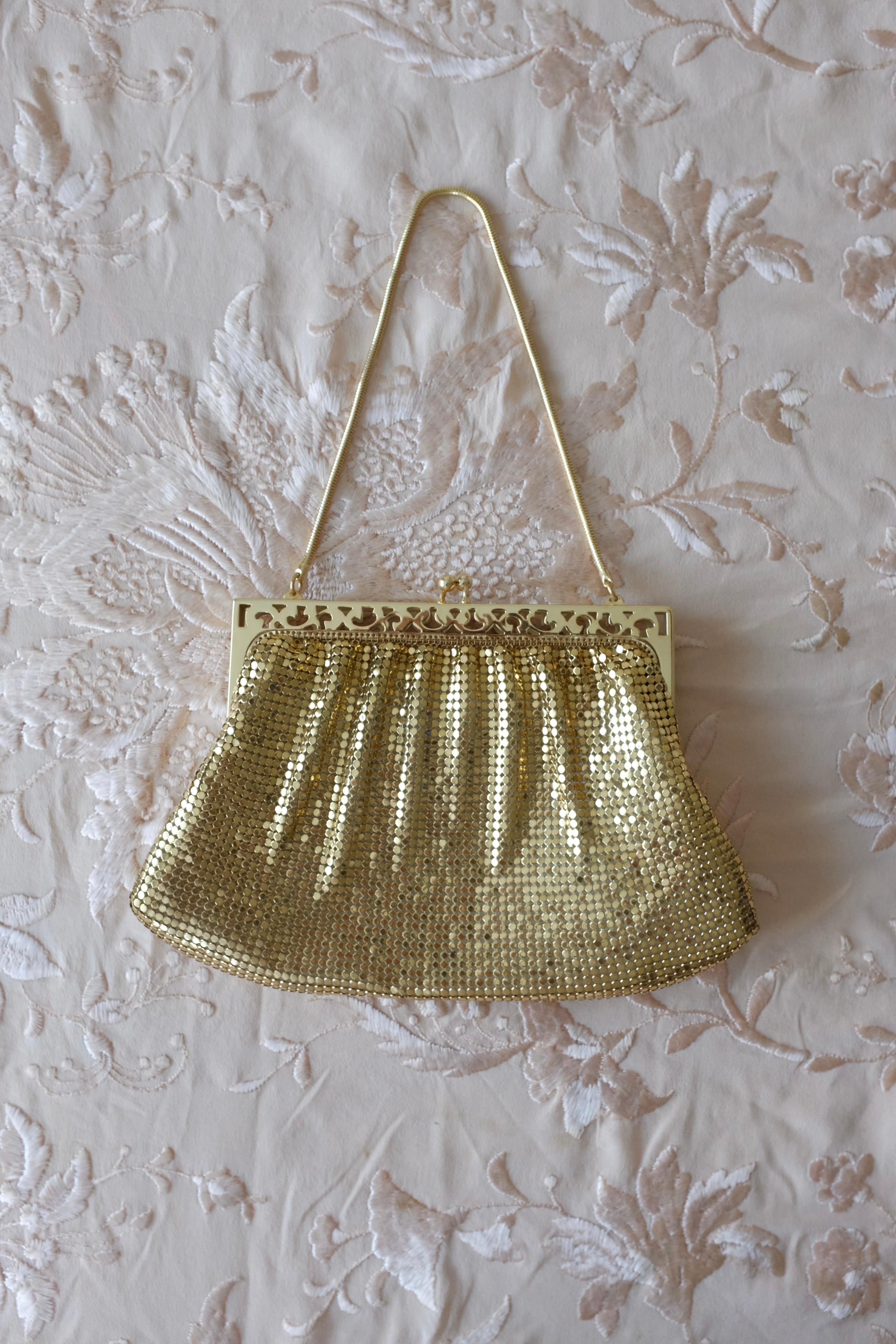 Vintage Gold Metal Mesh & Gold Chain Handle Bag