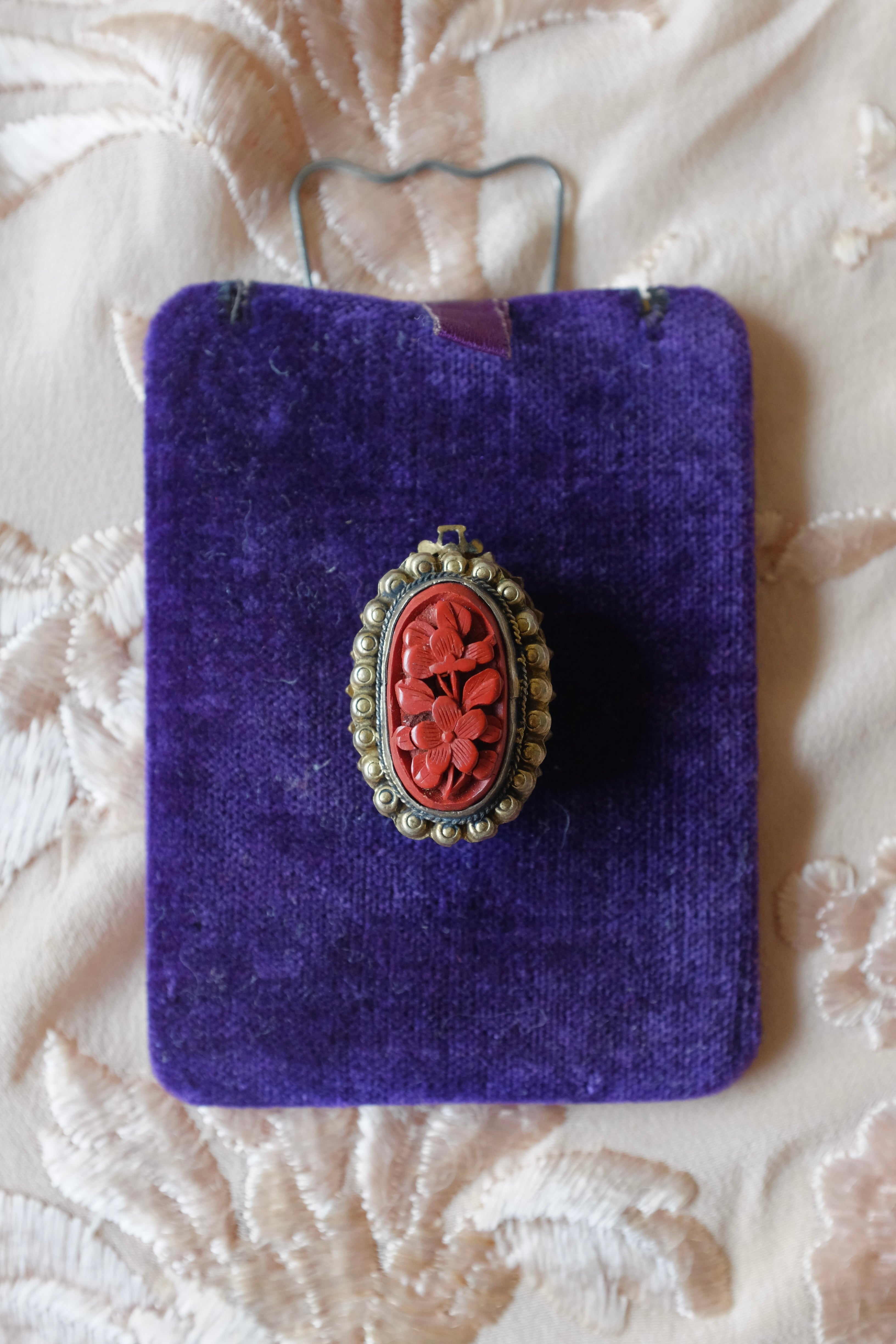 Vintage Reworked Cinnabar & Cameo Charm