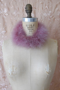 Vintage Mauve Marabou Feather Collar Necklace
