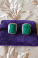 Vintage Sterling Malachite Stud Earrings