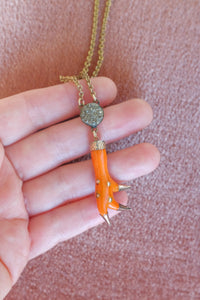 Antique Orange Talon & Pyrite Necklace