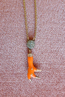 Antique Orange Talon & Pyrite Necklace